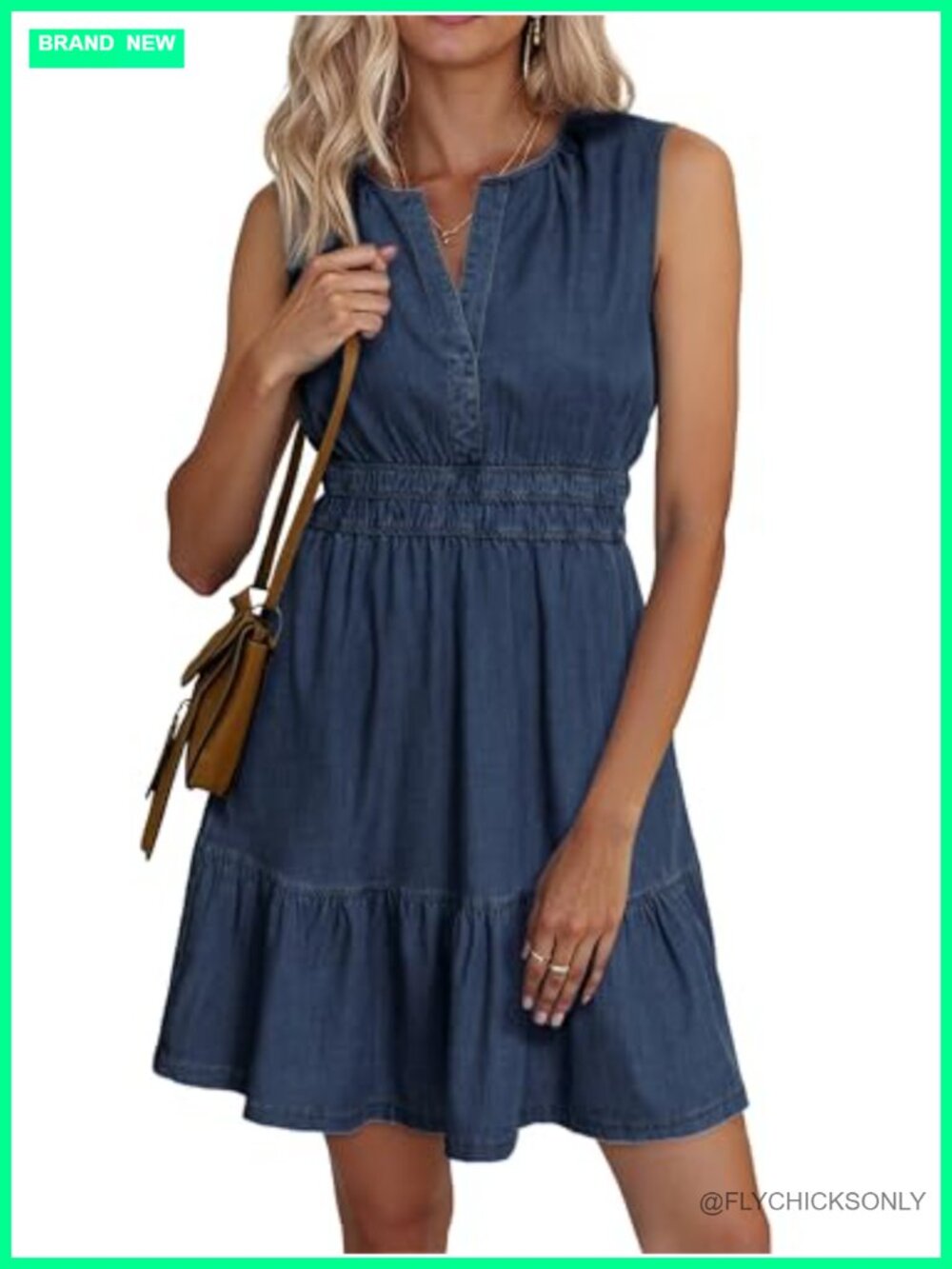Sleeveless Denim Dress with Pockets - Casual Summer Mini A-Line Cowgirl Country